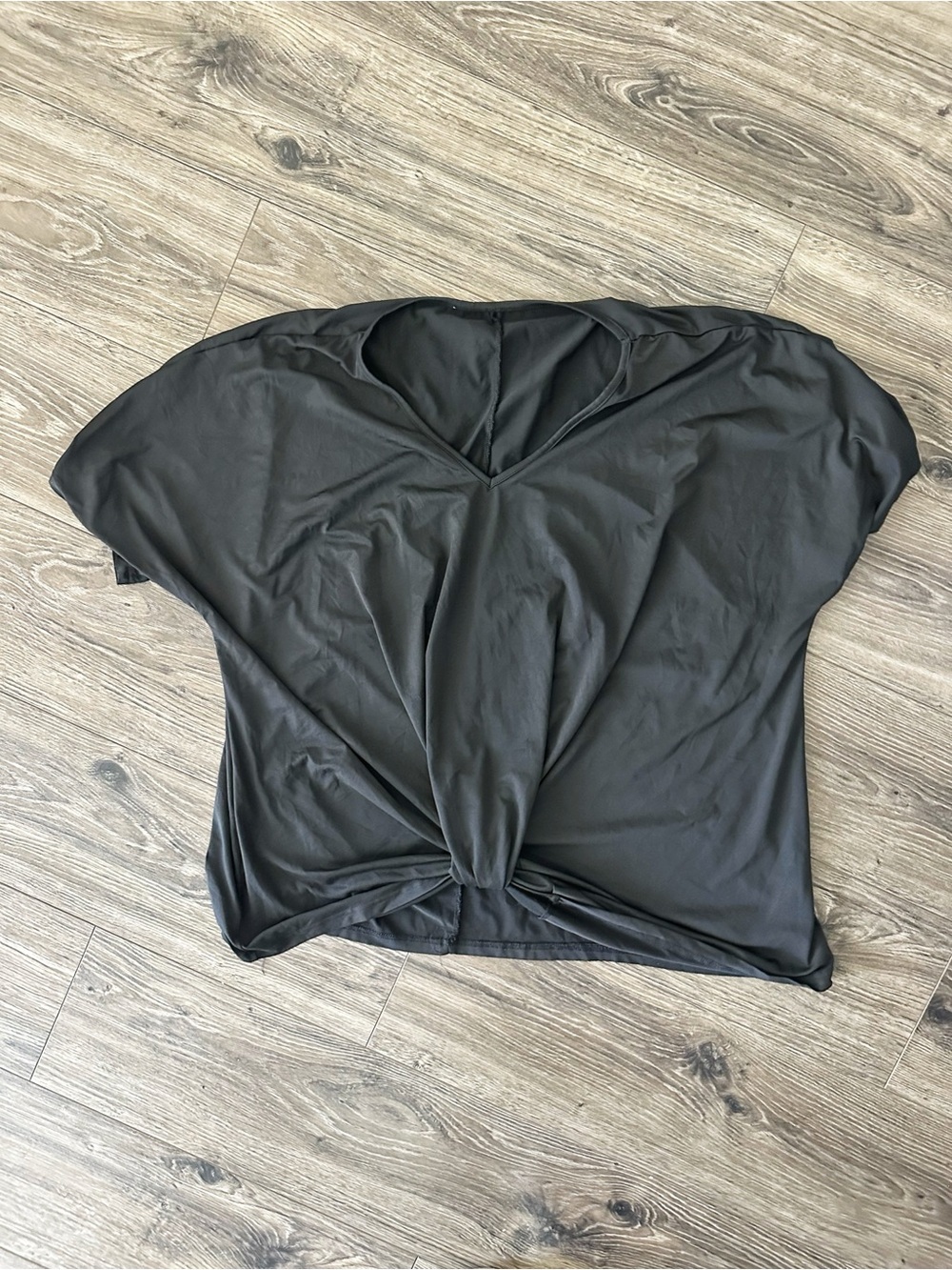 Women’s Black Twist-Front V-Neck Top